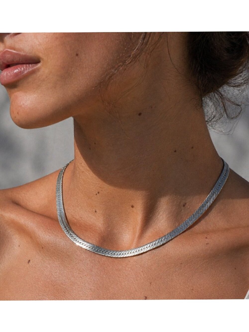 Vintage Italy Sterling Silver 925 Herringbone Necklace Flat Snake Chain 26.5g